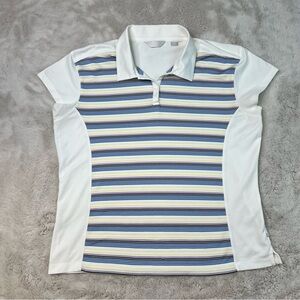 Callaway Golf Polo Shirt Womens Size XL Moisture Wicking White Stripes